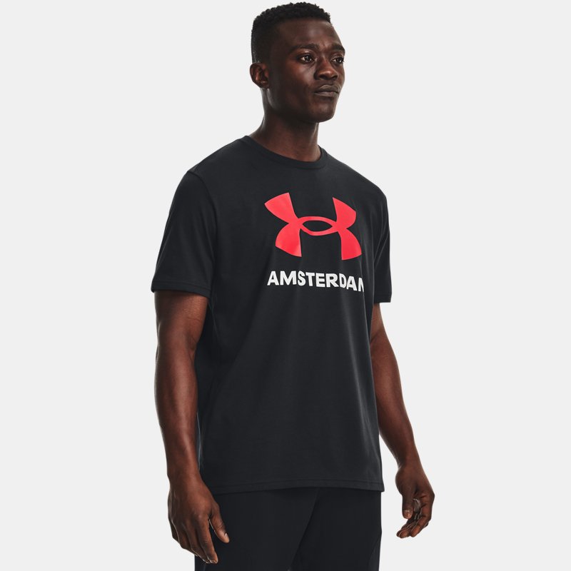T-shirt Under Armour Amsterdam City da uomo Nero / Bianco / Rosso XS